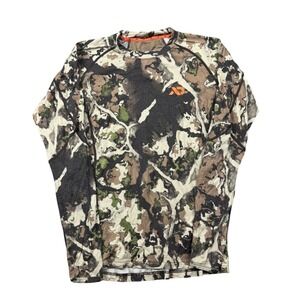 First Lite Shirt Men Small Camo Merino Wool Aerowool Wick Ultralight Hunting